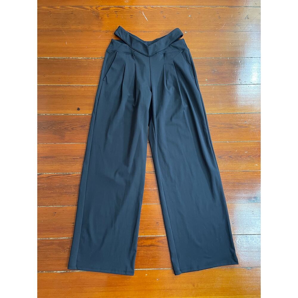 Halara Wide Leg Yoga Pants XS Black Stretch High Rise Fitness NWT